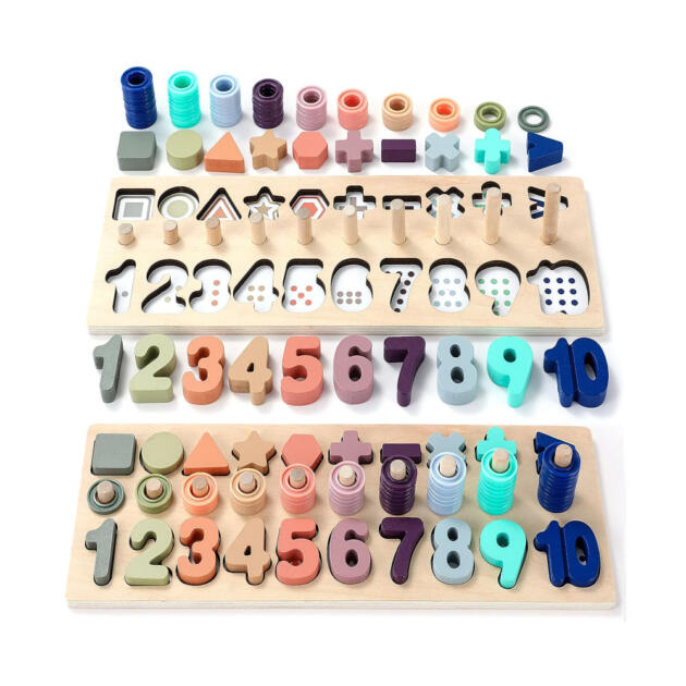 BEKILOLE Wooden Number Puzzle for Toddler Activities