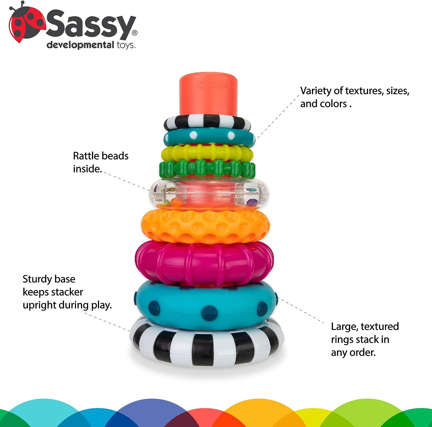 Sassy Stacks of Circles Stacking Ring STEM Learning Toy - Image 3